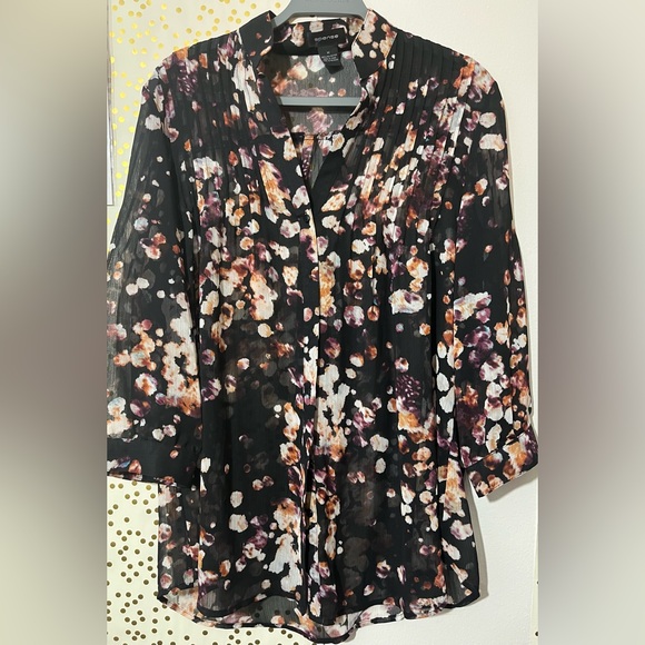 Spense Tops - Spense Speckled Sheer Button Down Blouse 3/4 Sleeve size Medium